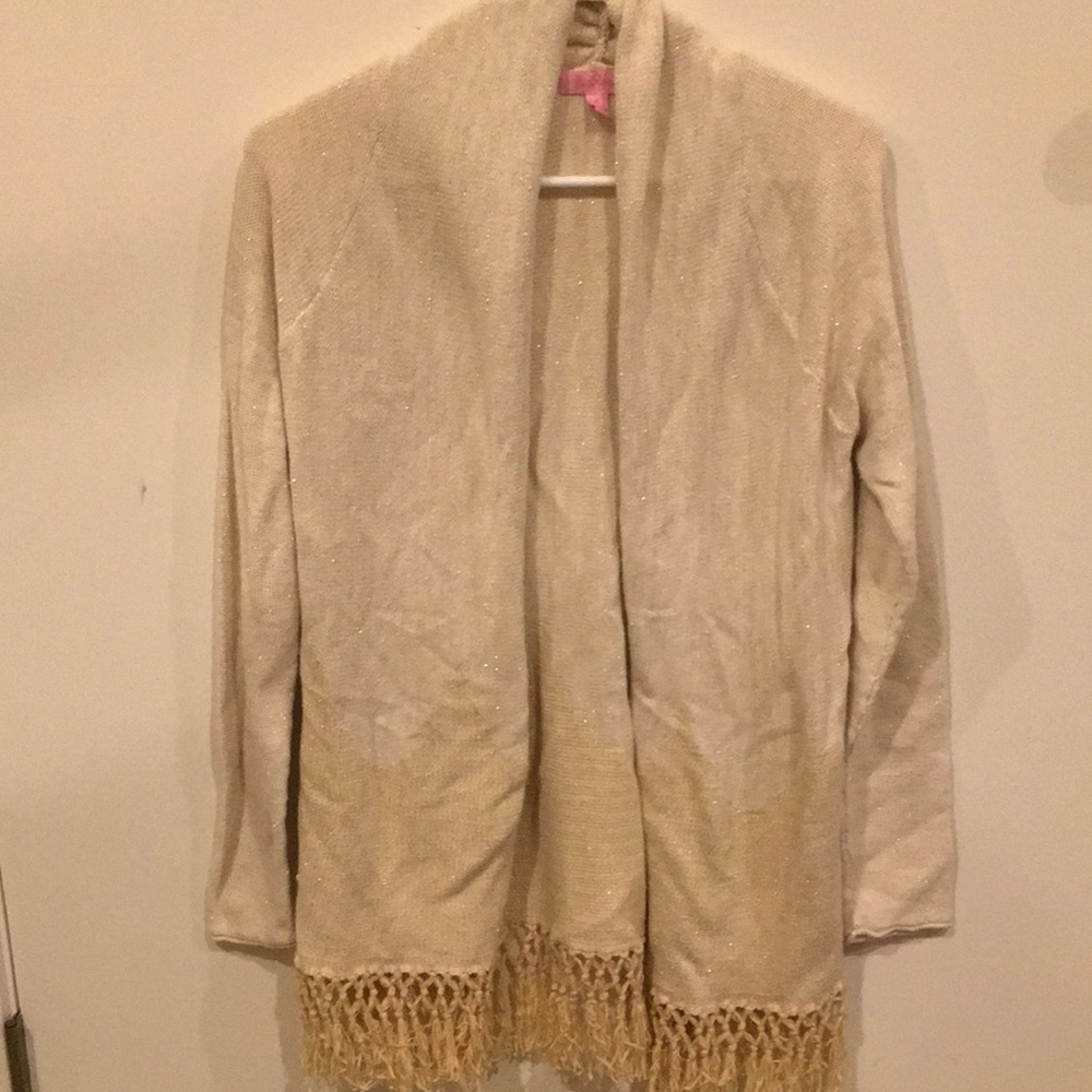 Lilly Pulitzer shiny cream cardigan